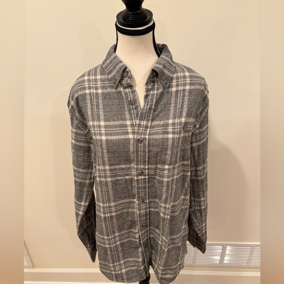 Weatherproof Vintage Charcoal Plaid Collared Shirt, Medium - Picture 1 of 9